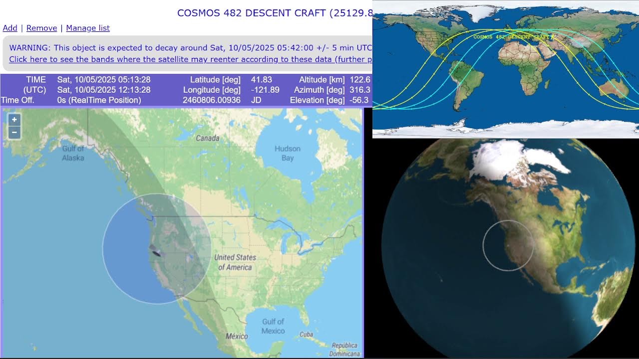 LIVE Cosmos 482 Russian Space Craft Re-entry